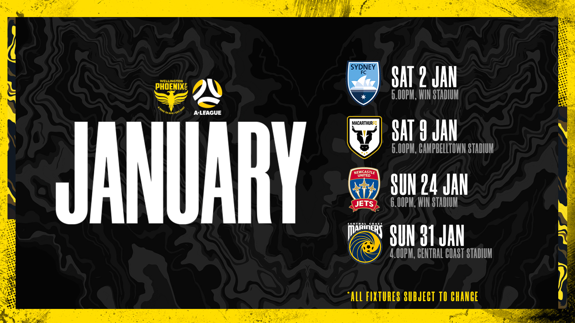 January Fixtures Update