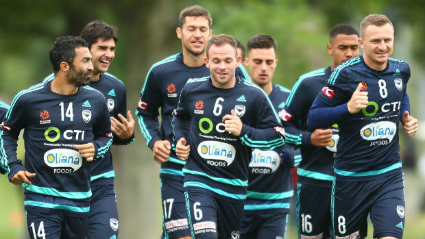 Melbourne Victory players in training.