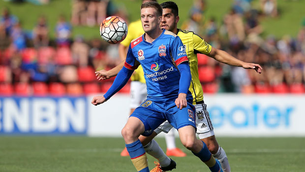 Jets midfielder Ryan Kitto on the ball during his side's 3-1 win over the Phoenix.