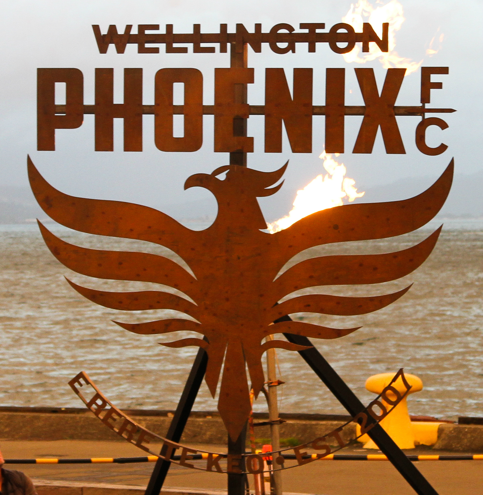 Wellington Phoenix's new tohu or logo, as unveiled on the Wellington harbour.