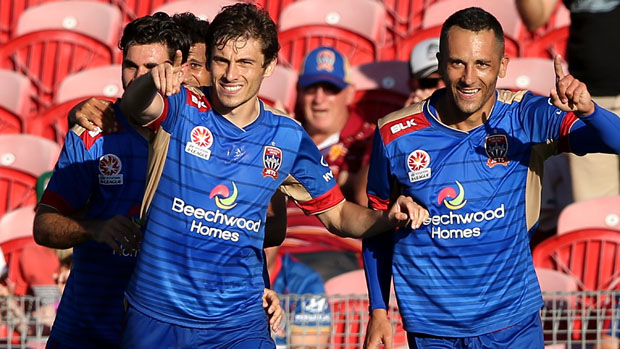 Milos Trifunovic scored twice as Newcastle Jets downed Melbourne City 2-1 at Hunter Stadium.