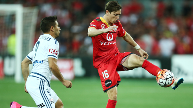Reds winger Craig Goodwin controls the ball in round 1 against Victory.